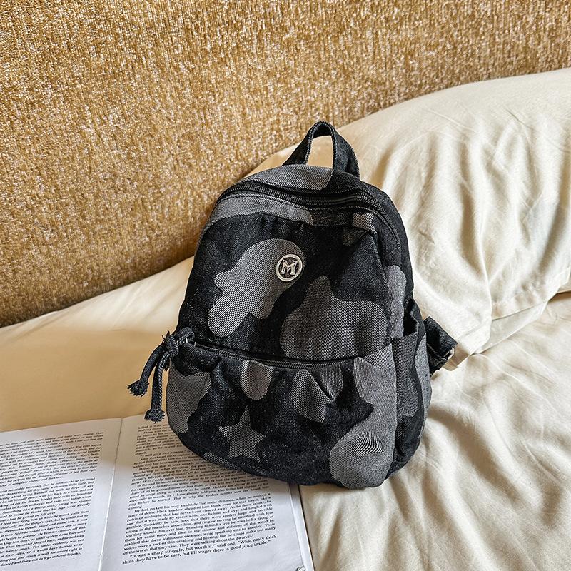 Denim Camouflage Mini Backpack Casual Fashion Women's Small Rucksack Everyday Travel Bag