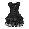 Corset Skirt Set for Women Floral Bustier Corset Top And Tutu Skirt Set Sexy Lace Up Babydoll Costume for Victorian Vintage Style Cosplay Party