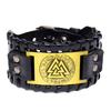 Nordic Viking Totem Leather Bracelet Men Women Adjustable Cuff Bangle With Odin Symbol Retro Style
