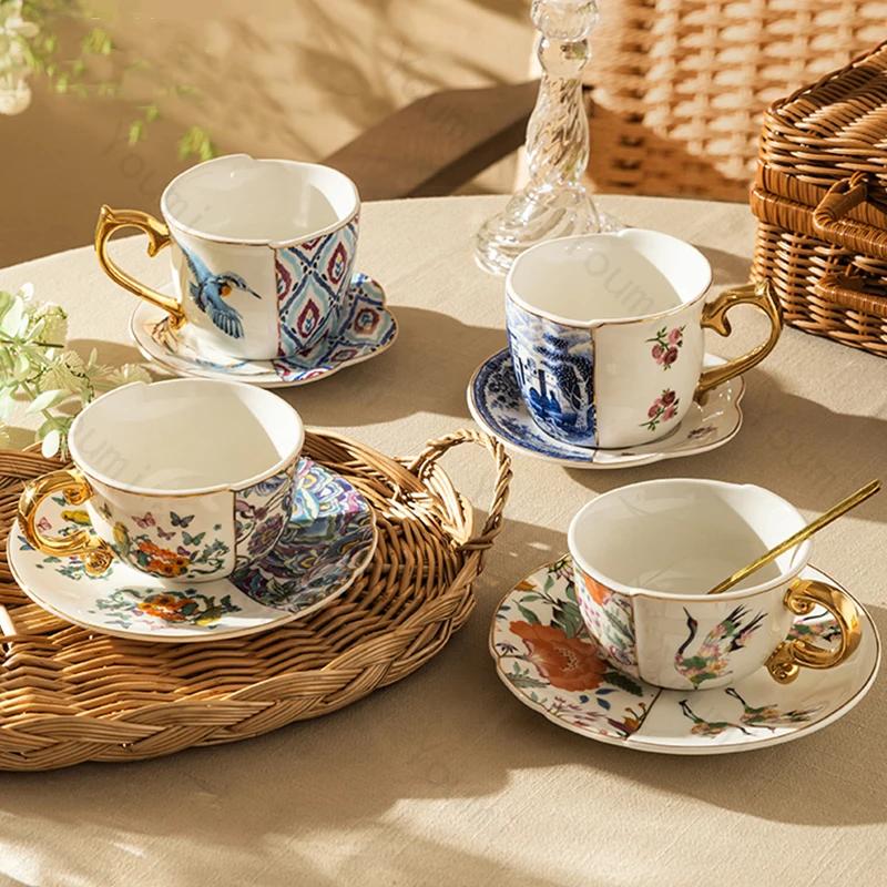 Retro-Kaffeetassen aus Keramik mit goldenem Rand, leichte Luxus-Kaffeetasse für Restaurants, Nachmittagstee, High-End-Party, exquisite Teetasse