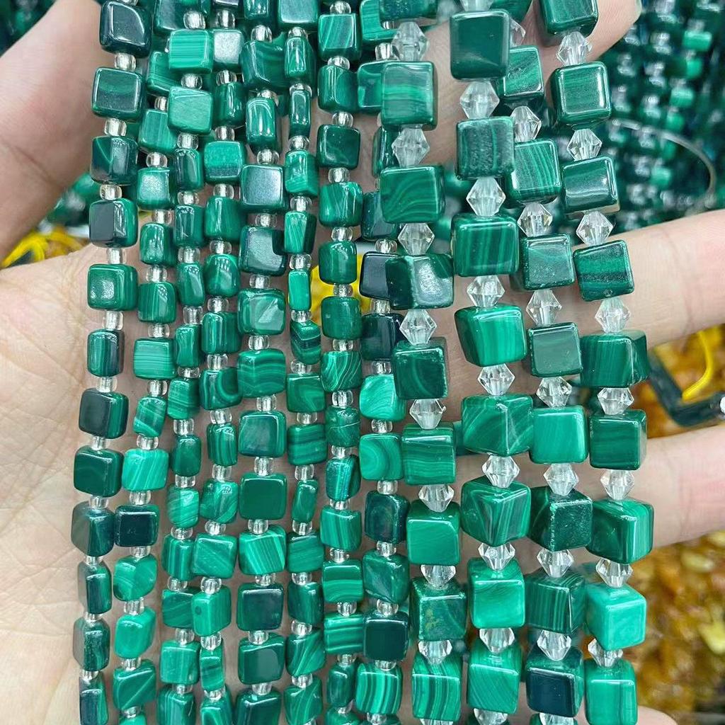 Pure Natural Malachite Tube & Oval Abacus Loose Beads for DIY Bracelet Jewelry