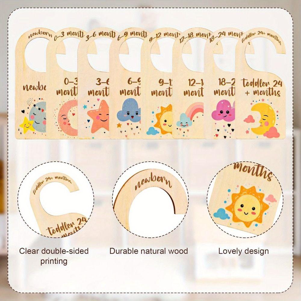 7/8Pcs Label Assortment Infant Wardrobe Divider Wood Nursery Clothes Organizers Home