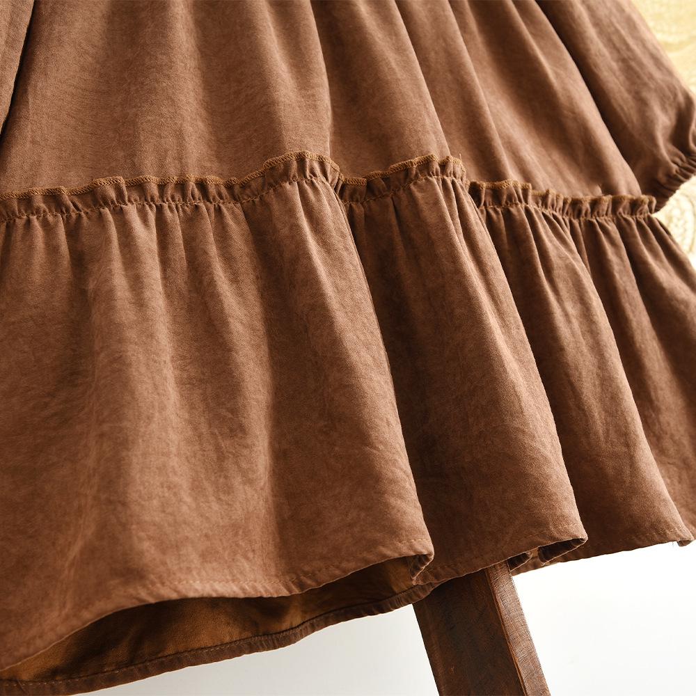 2025 Spring & Autumn Girls' French Court Embroidery Dress - Baby Girl Lapel Lace Long Sleeve Princess Dress