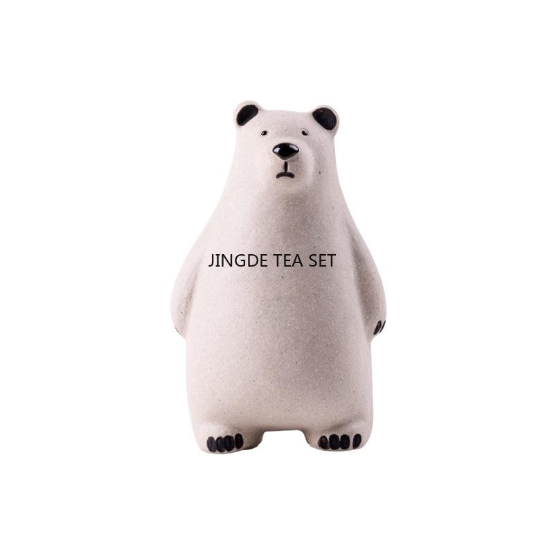 Kreatives Handgemachtes Lila Ton Tee Haustier Weißer Ton Niedlicher Bär Teetasse Abdeckung Halter Schreibtisch Dekoration Kawaii Zubehör