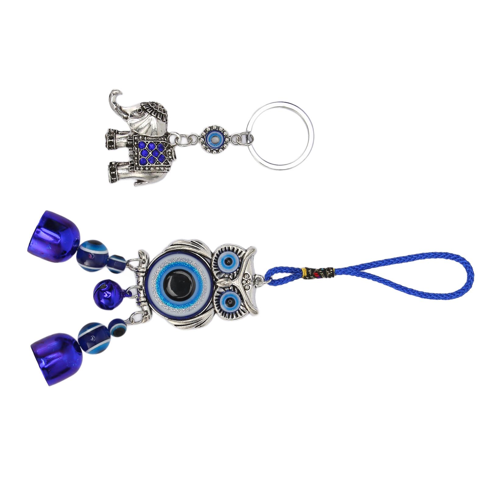 

Украшение в виде совы с голубым глазом поглощает плохую энергию, подвесное украшение в виде слона с голубым глазом, брелок для сумки