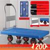 Silent Foldable Flatbed Trolley: Portable Steel Cart with Brake for Household Use