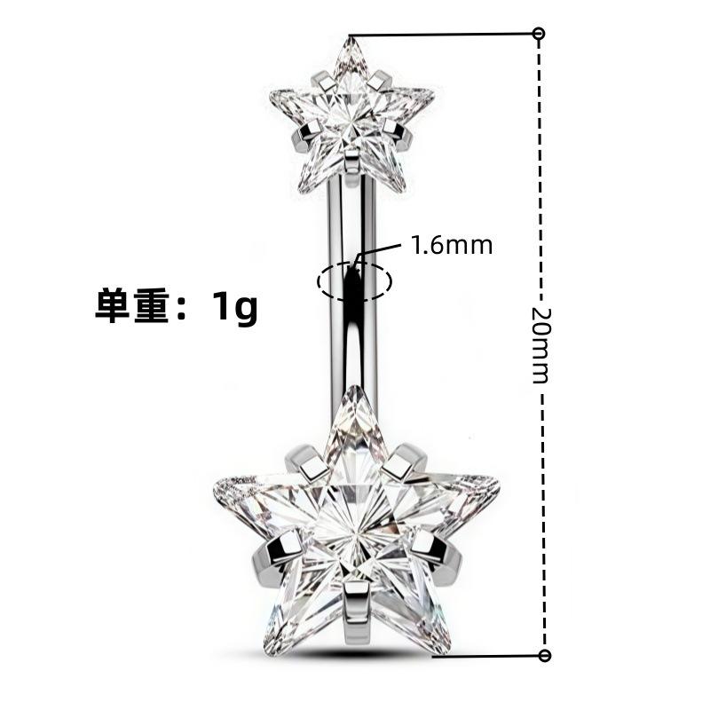

Double Head Round Four Claw Diamond Belly Ring Shiny Navel Stud Versatile Jewelry