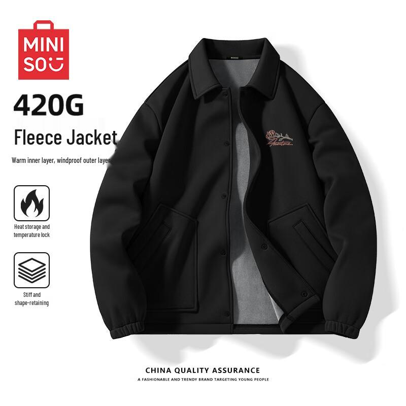 

MINISO Men s Casual Fleece-Lined Lapel Jacket 3XL