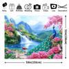 2D Mountain Waterfall Peacock Photography Backdrop