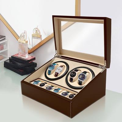 4+6 Avvolgitore Automatico per Orologi Scatola Display Rotante Supporto in Pelle per Orologi Custodia per Orologio per Uomo e Donna (Marrone)