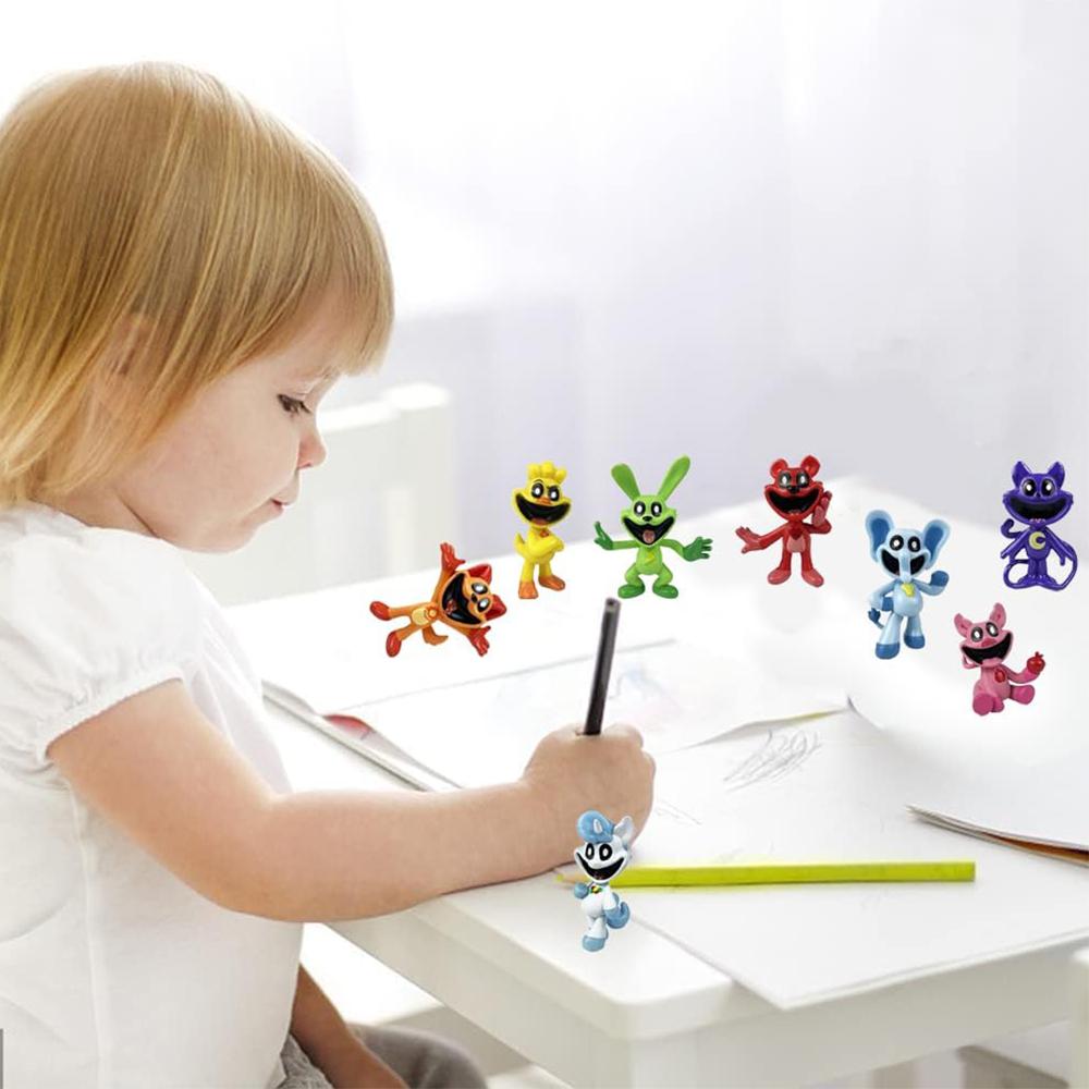 8Pcs Smiling Mini Figures Fun Characters for Boys Girls Birthday Party Supplies
