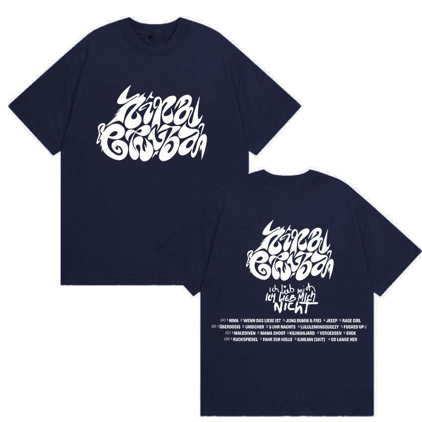 

Футболка с принтом Nina Chuba Tour Новый альбом 2025 Мужская Женская Хип-хоп Готика Короткий рукав Ретро Оверсайз Хлопок S темно-синий