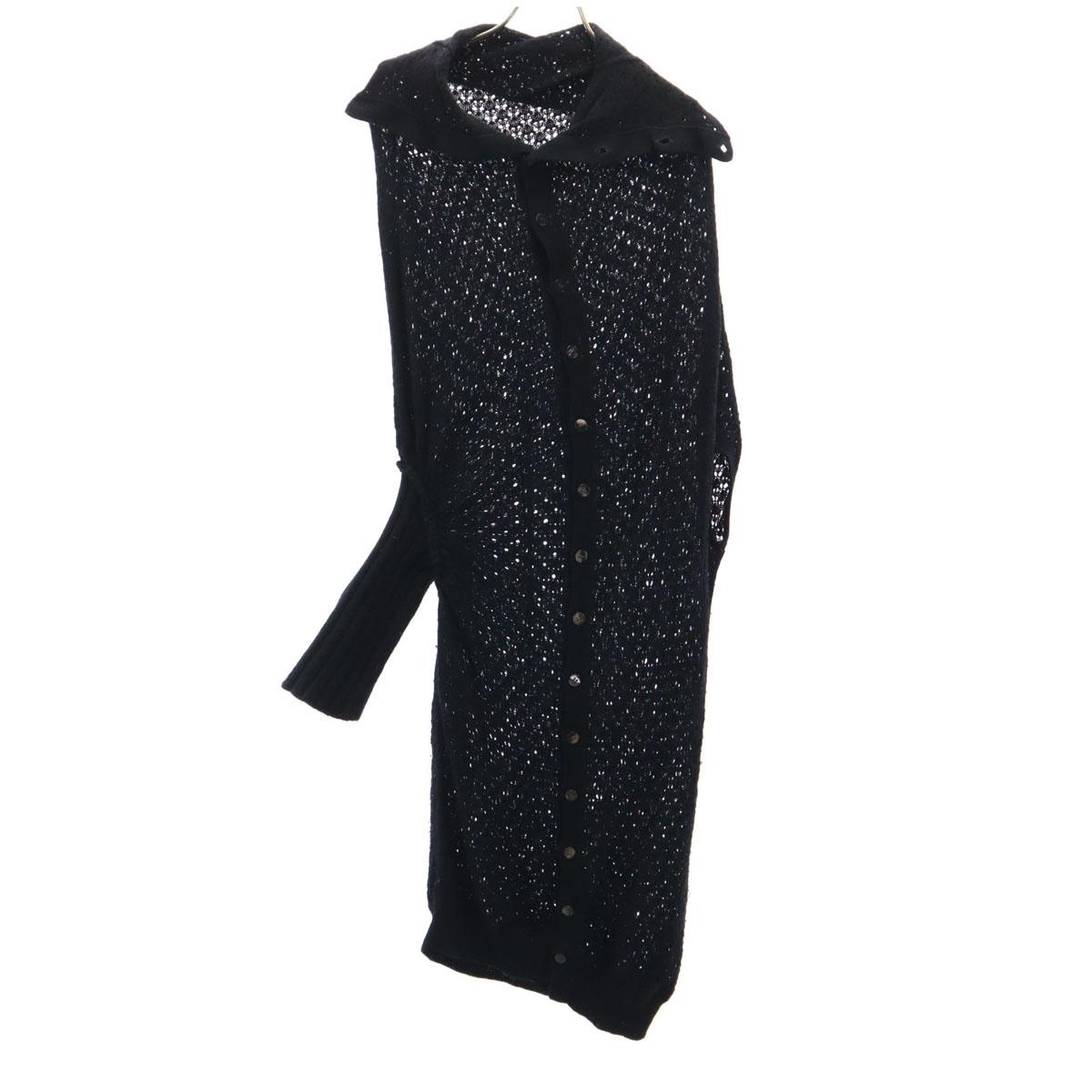 

Кардиган Y s трикотажный деформированный с длинным рукавом 3 черный Youji Yamamoto Женский Б/У