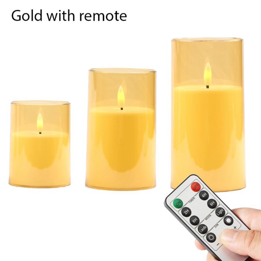 

3PCS LED Flameless Electronic Candles Lights LED Tea Lights For Valentine s Day Gift Home Party Wedding Christmas Decor Golden Cover теплим білим кольором