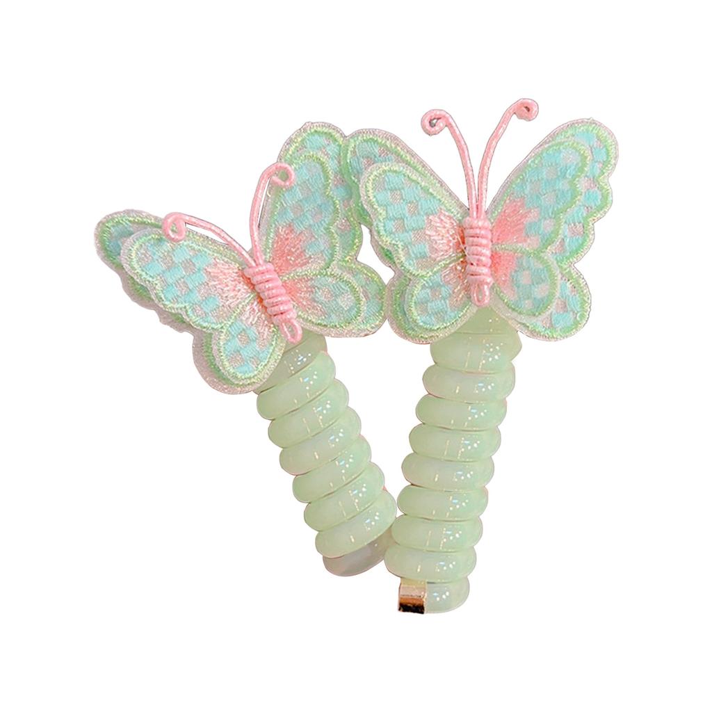 Telephone Cord Spiral Hairband Butterfly Hair Tie for Little Girl Sweet Ponytail Holder Elastic Hair Styling Accessories