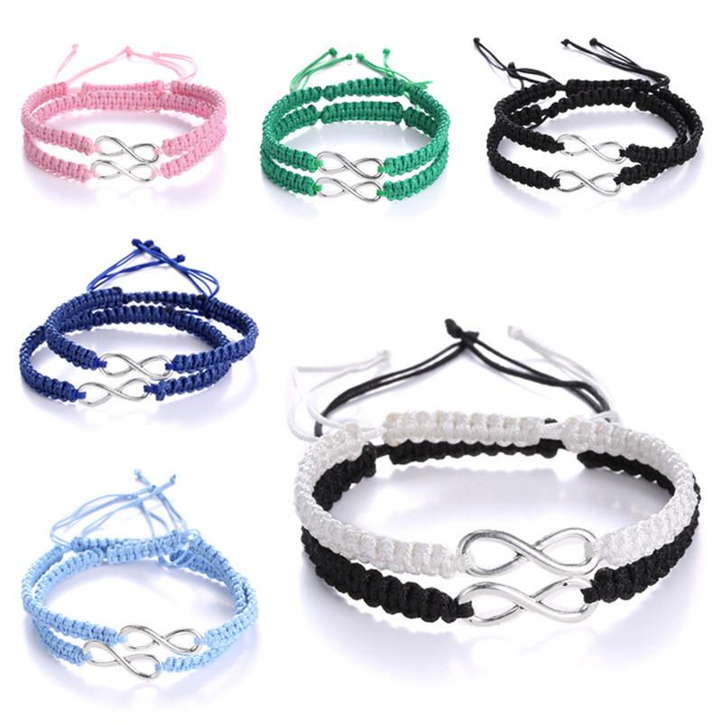 Handgjorda oändlighetssymbolarmband med justerbar flätad design för par och som present