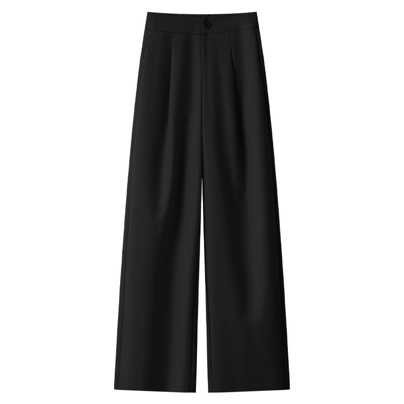 

Женские серые брюки-палаццо с высокой посадкой на 2025 год - Весенне-осенние, повседневные и драпирующиеся 4XL чёрный