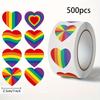 500pcs Pride Month Stickers, Rainbow Heart Decor for Party Craft Planner Water Bottle, Waterproof Vinyl Labels