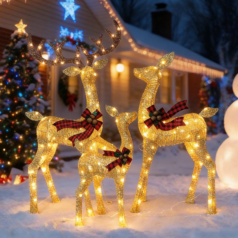 Glowing Reindeer Ornament Set for Christmas Display - Free Shipping