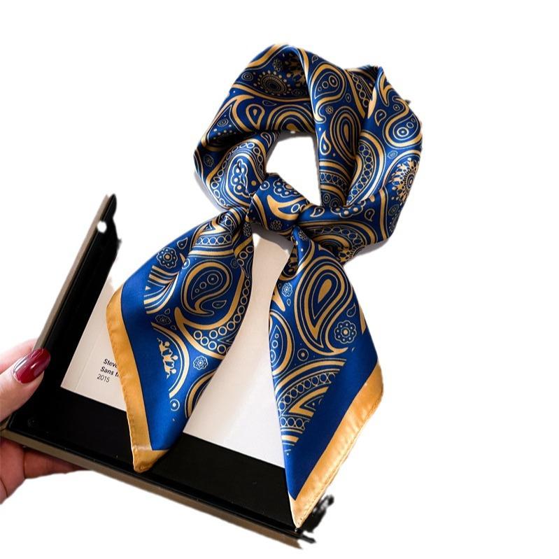 Summer Luxury Fashion Silk Scarf Simulation Silk 70Cm Square Scarf Korean Version Trend Versatile Scarf Professional Women'S Scarf