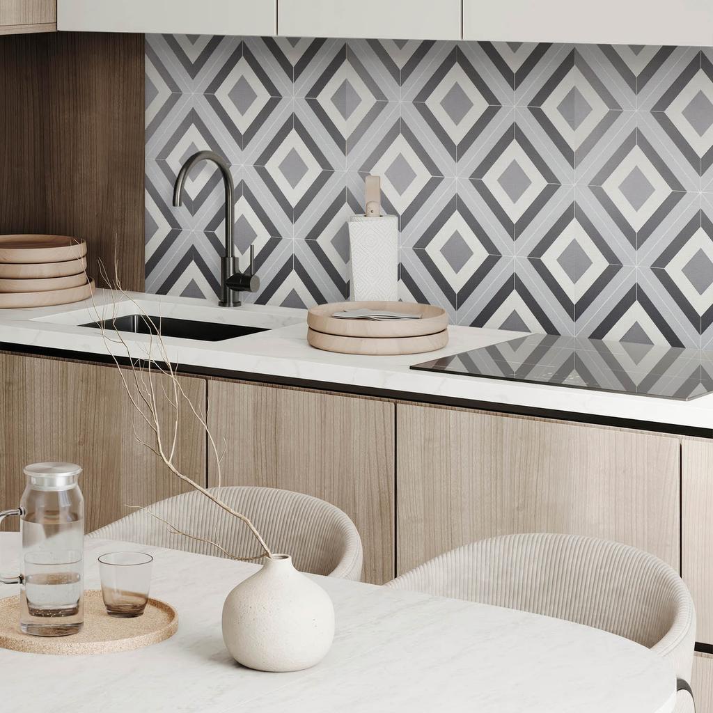 Self-Adhesive Printed Vinyl Panel 120x60 cm Geometric Rhombus Pattern