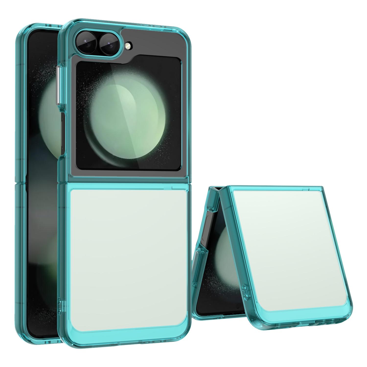 

Прозрачный цветной чехол TPU для Samsung Galaxy Z Flip 6 5 4 3 защитный чехол прозрачный чехол для телефона роскошный противоударный For Samsung Z Flip 3 зелёный