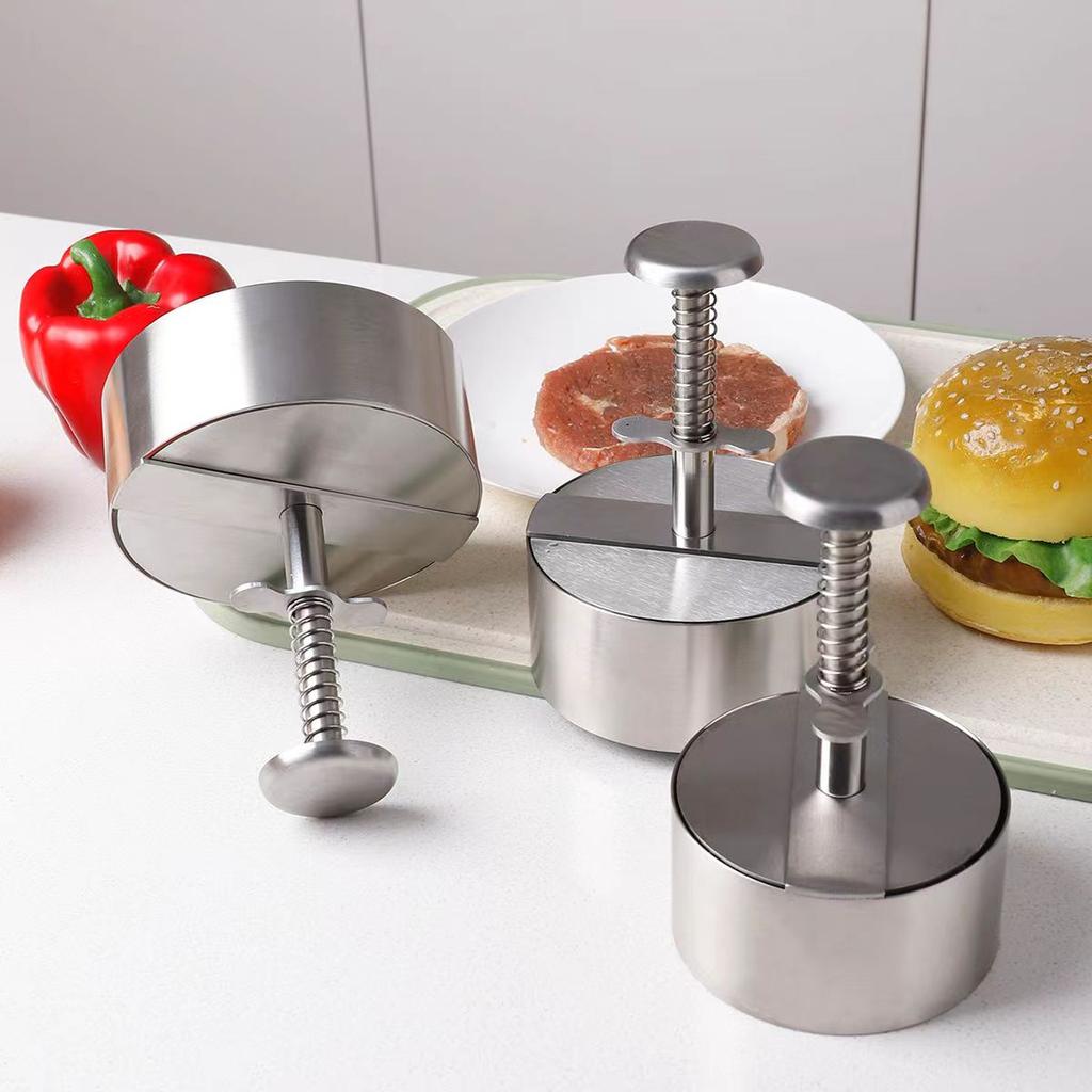 304 Edelstahl Hamburgerfleischpresse Burger Patty Maker Form Manuell Kuchen Rind Schwein Reispresse Herstellungsformen Grillfleischwerkzeug