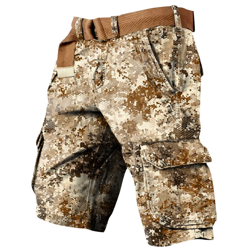 Men's Independence Day Printed Multi Pocket Workwear Shorts