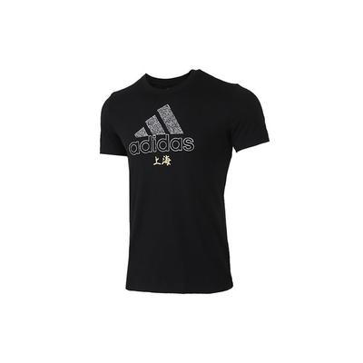 Shanghai City Short Sleeve T-Shirt Men Tops Black GK4654