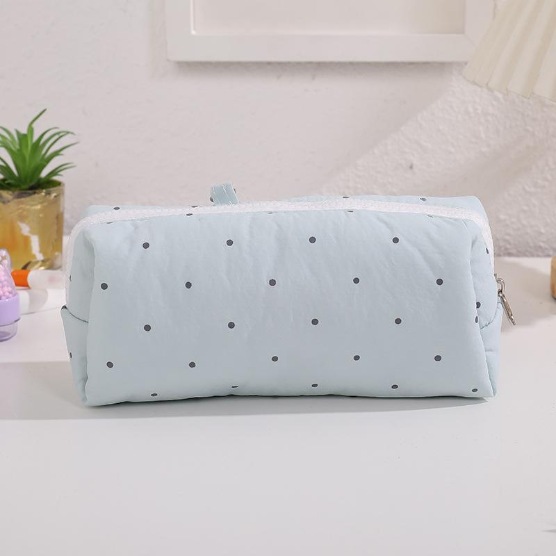 1Pcs  Korean Polka Dot Solid Color Pencil Case Student Stationery Large Capacity Storage Pen Bag Cute Girl Makeup Bag