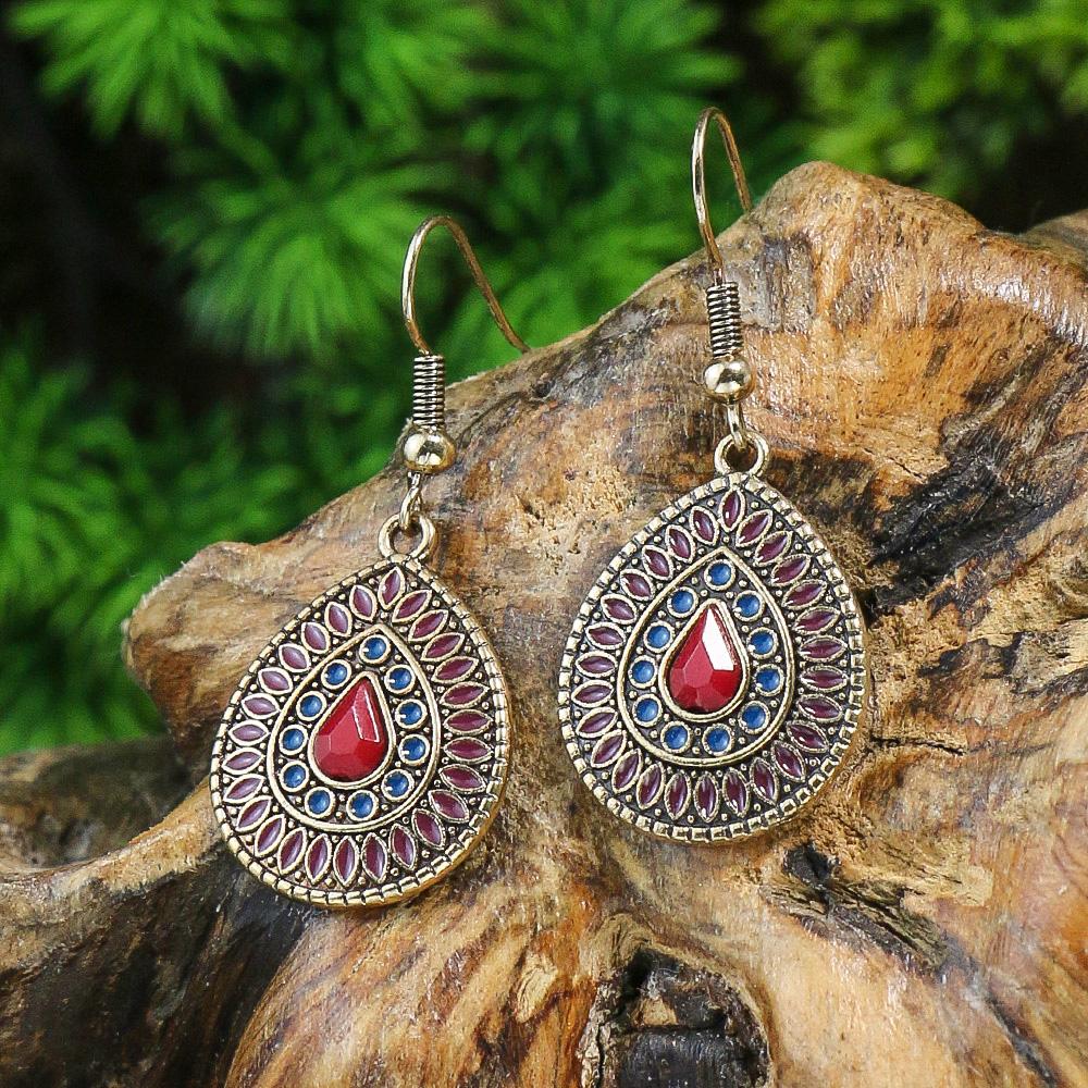Nouvelles Boucles d'Oreilles Bohémiennes en Alliage Goutte Ronde Huile Multicolore Zircons Tournesol Ornement Distinctif Cadeaux Fête