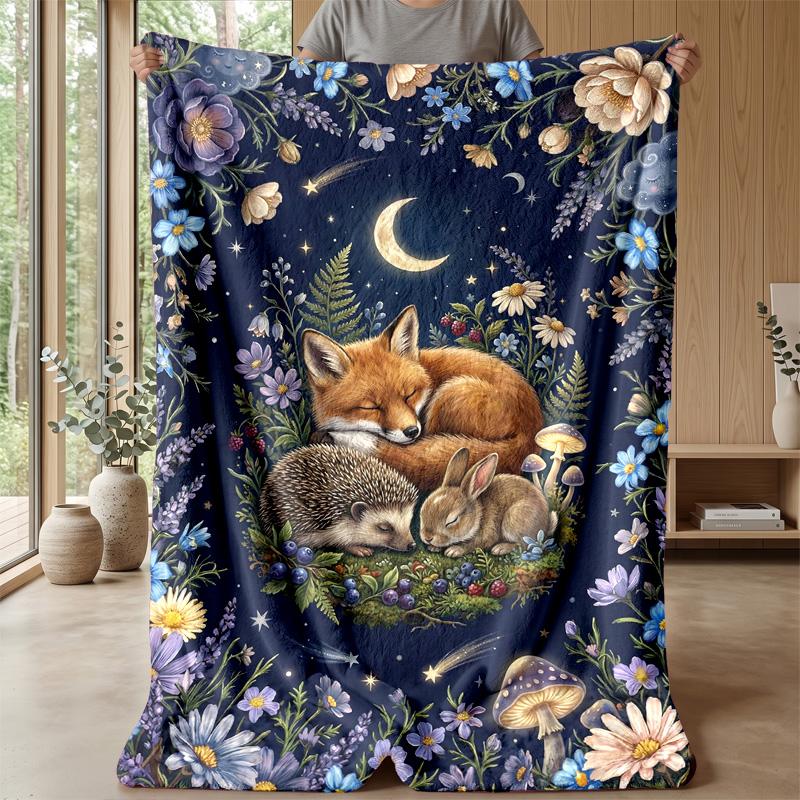 Nachtaktive Tiere Ruhend Thema Decke Leicht Warm Flanell Decke Dekorative Überwurfdecke für Heimdekoration