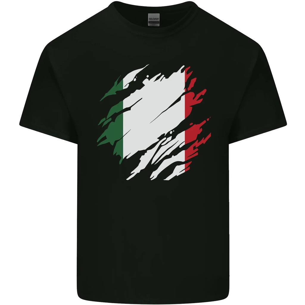 Torn Italy Flag Italians Day Football Kids T-Shirt Childrens