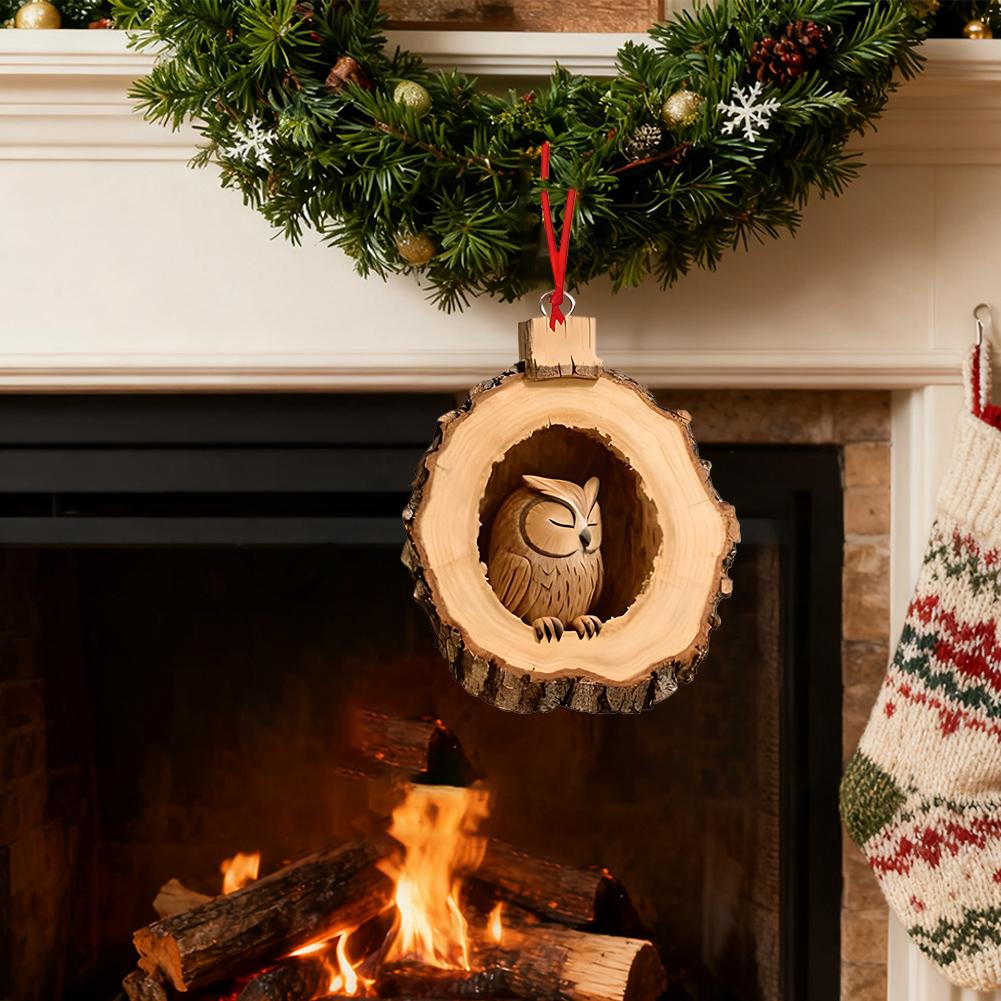 Christmas Wooden Tree Ornaments Forest Animals Bird Decoration Parrot Woodpecker Hummingbird Hanging Decor Home Holiday Gifts