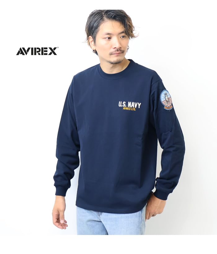 AVIREX TOP GUN Long Sleeve T-Shirt 783-3930017 (Size M, 120 Navy)