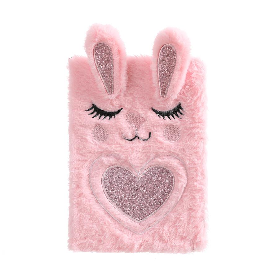 Embroidered Cute Cartoon A5 Plush Notebook - Great Gift for Students and Planners