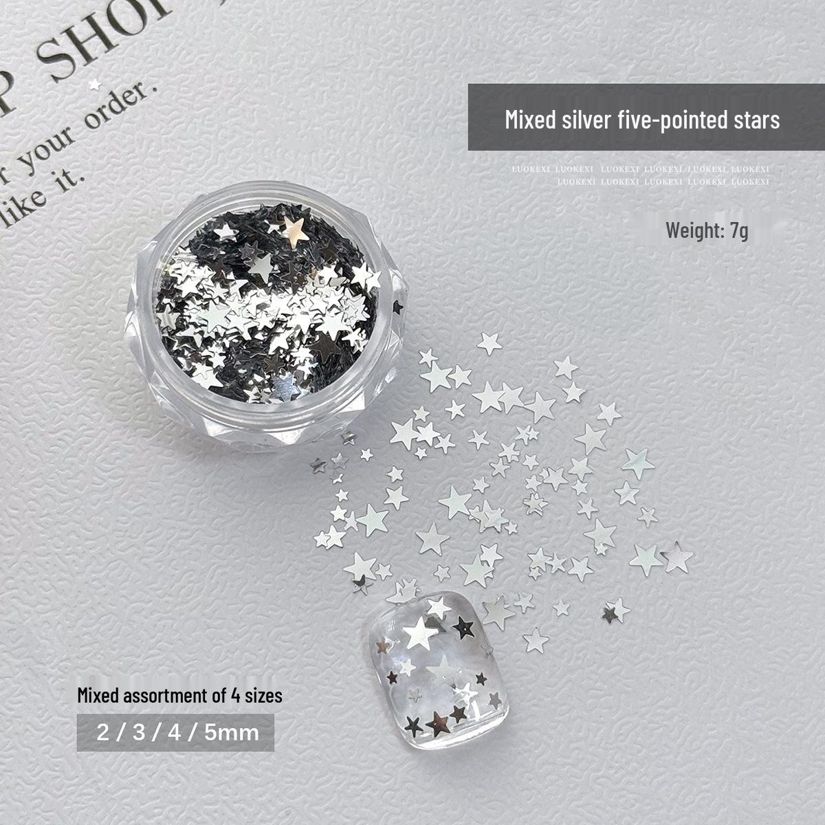 

Nail Art Mini Ultra-Thin Gold & Silver Star Sequins - Hot-Selling Internet Celebrity Five-Pointed Star Decoration in Mixed Sizes