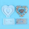 WTEMPO DIY Epoxy Resin Molds Kit Hollowed-out Heart-shaped Photo Frame Molds with Colorful Bead Chains Home Decoration Display Stand Silicone Molds