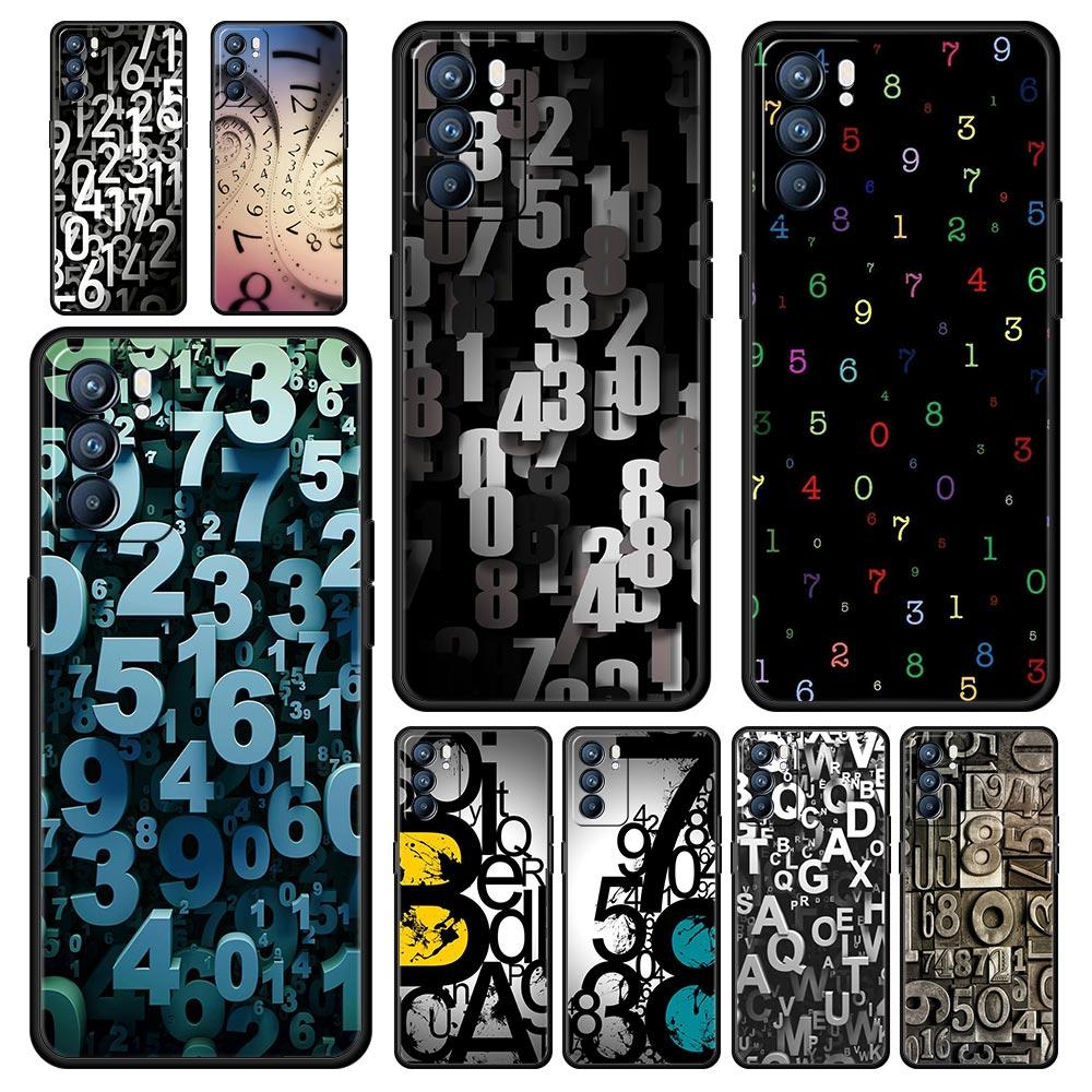 Number Pattern Phone Case For Oppo A17 A31 A54 A57 A78 A79 A98 Find X5 X6 Reno 6 7 8 10 11 12 13 F Pro 5G Soft TPU Cover Fundas