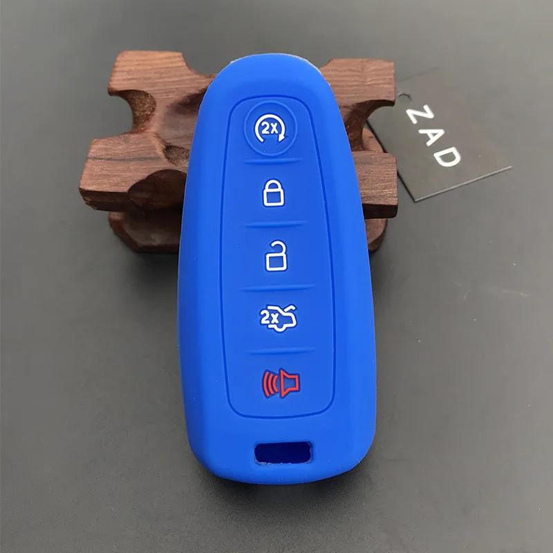 

ZAD silicone car key cover case For Ford Escape Explorer Edge Flex Focus TaurusLincoln MKS MKT MKX Taurus Lincoln Mustang fob синій