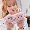 Women's Winter Cat Claw Gloves: Cute Half Finger Flip Top Fleece, Warm Plush for Students