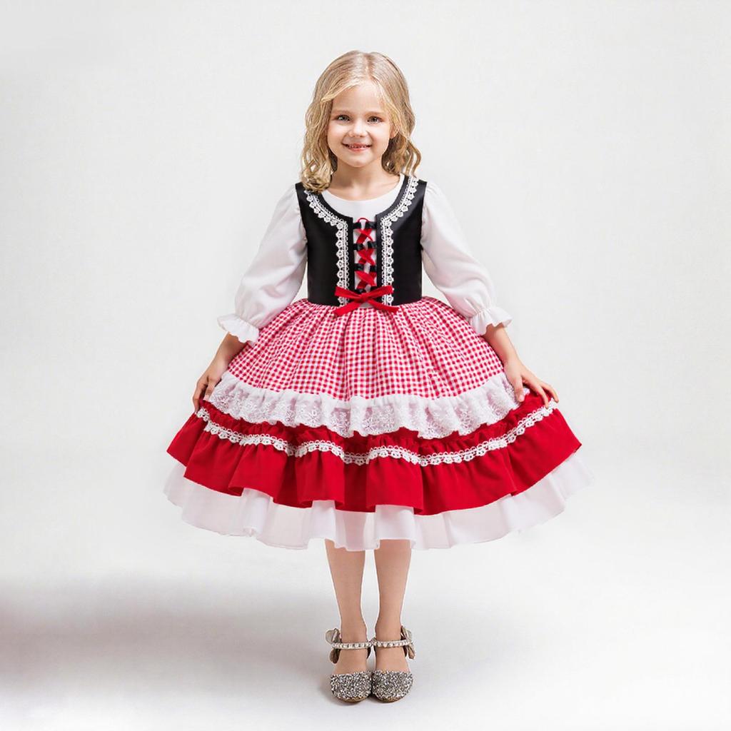 Red & Green Sequin Christmas Dress: Santa Claus Snowflake Costume, Girls' Mesh Princess Dress