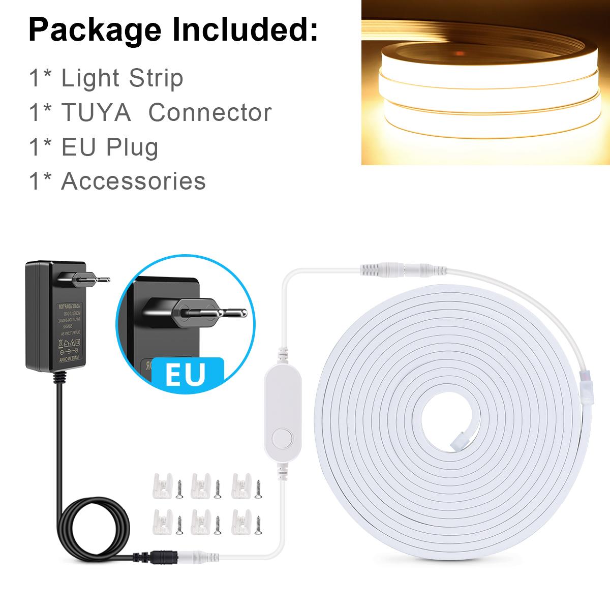 

DC24V COB светодиодный неоновый светильник, лента из силикагеля, Tuya Smart WiFi, приложение с регулируемой яркостью, беспроводное управление, подсветка для гардеробной, ночник 5M
