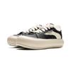 New LiNing Puff Platform Thermal Abrasion Resistant Low top Skateboard Shoes Women's Black White AZGU068-7