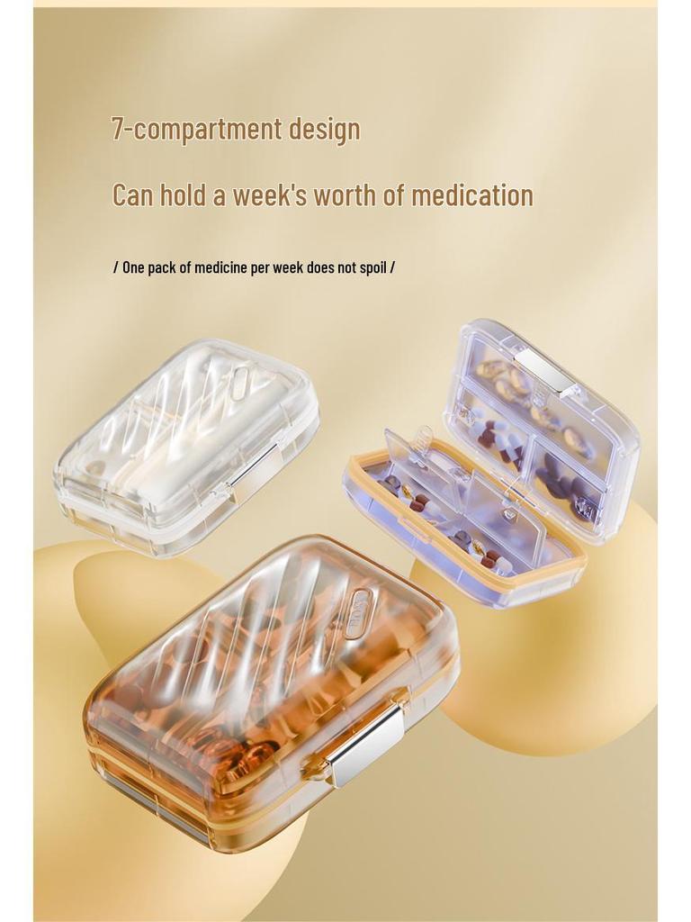 Portable 7-Grid Moisture-Proof Pill Box for Daily Medication