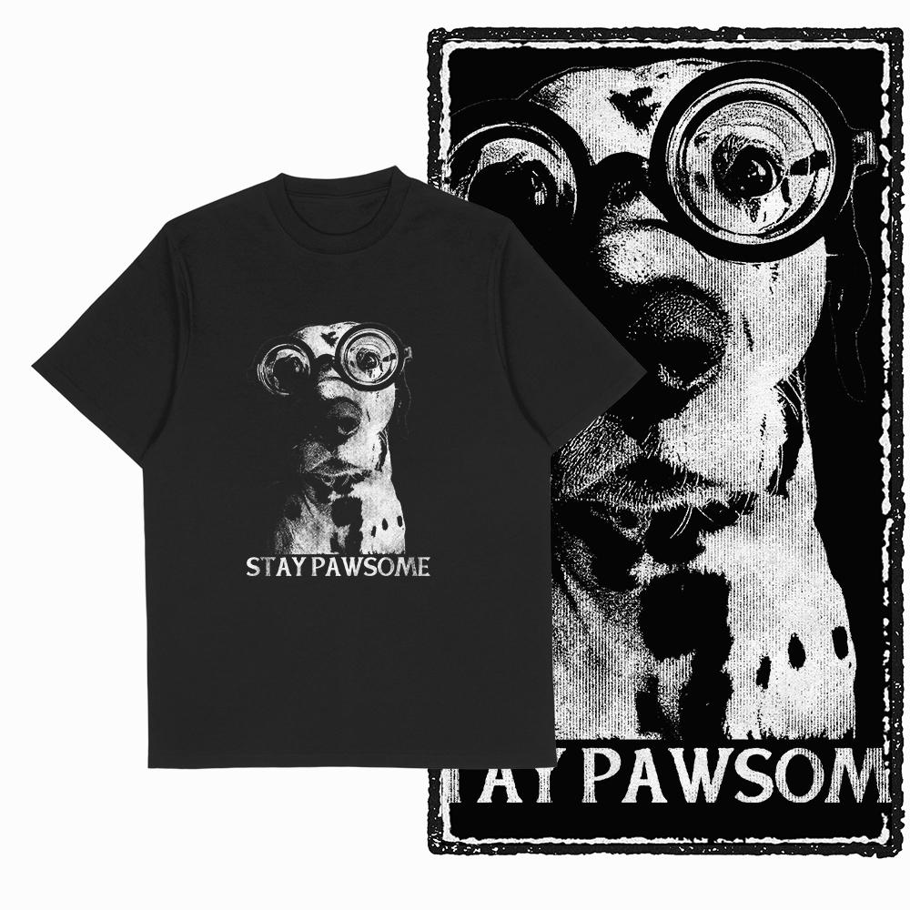 Summer Classic Retro Fire Skull Pattern Cotton High Street Print Short-Sleeved Breathable And Loose Men's Round-Neck T-Shirt