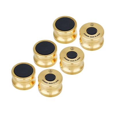 AT6900BR Hybrydowy Izolator Kolcowy Głośnikowy Zestaw dla Gramofonów Audio-Technica Izolator, Struktura 3-Warstwowa, 6, Złoty,