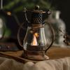 Retro Kerosene Lamp Portable Old-Fashioned Kerosene Lamp Built-In Battery Rustic Camping Lanterns Courtyard Garden Decor