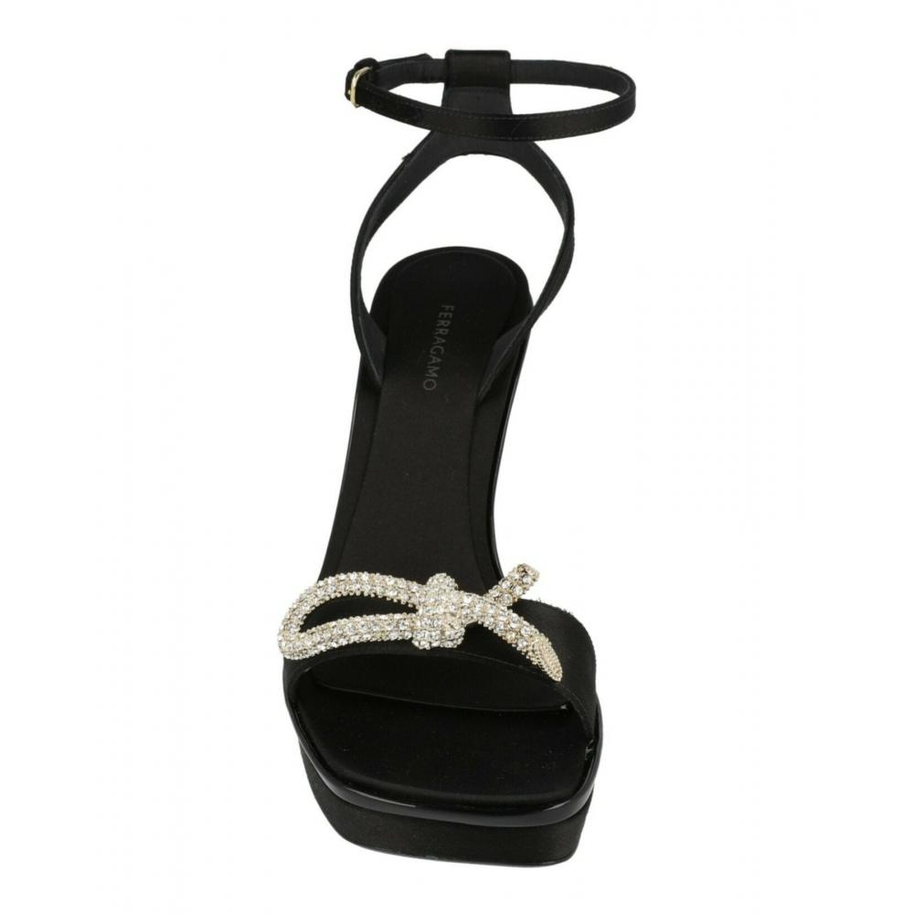Salvatore Ferragamo Satin Allison X5 Sandals Black