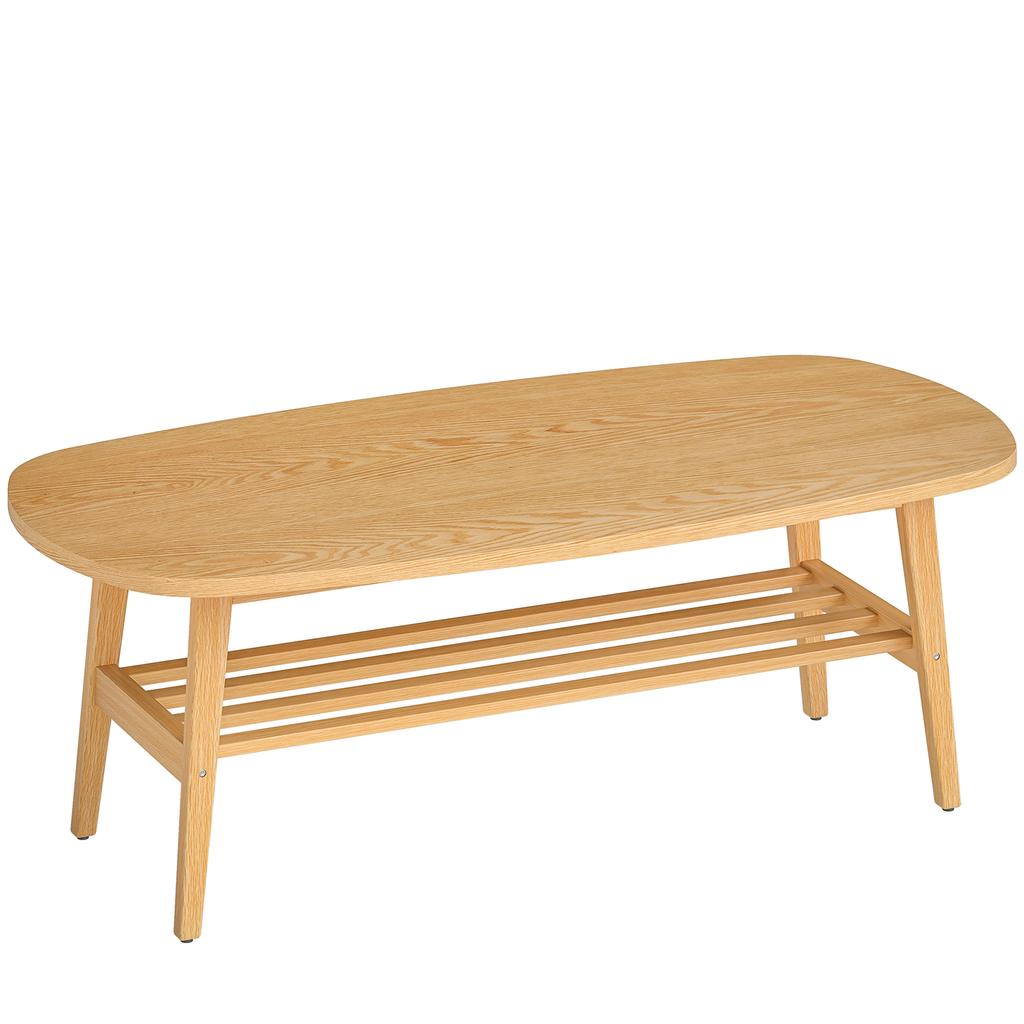 Coffee Table Living Room Table with Shelf, Coffee Table for Living Room, Bedroom, 120 X 60 X 42 Cm, Natural Wood